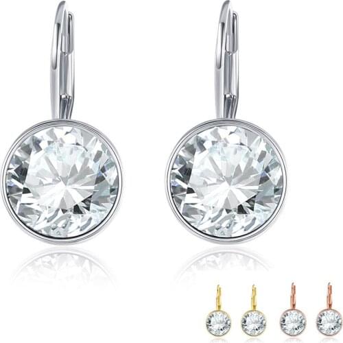 ZEMIOR 3 Color Round Earrings For Women Shining Large Austria Crystal Classic Anniversary Party Gifts Fashion Jewelry Hot Sale