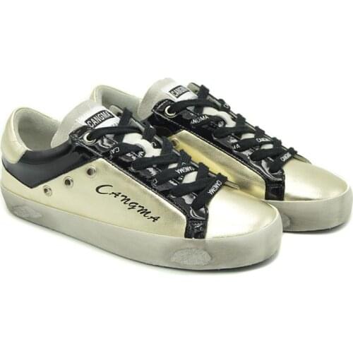 CANGMA Luxury Brand Sneakers Women Shoes Gold Girl Platform Shoes Genuine Leather Adult ShoeDesigner Retro Footwear Female