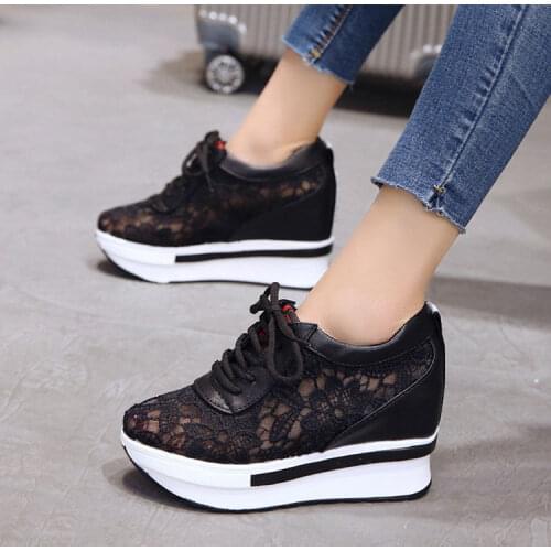 2019new hot mesh breathable shoes woman platform heels casual shoes women wedges platform shoes for women chaussures femme