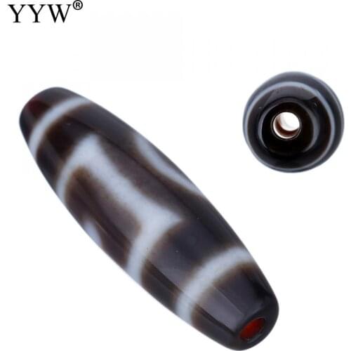 1PC Natural Tibetan Agata Dzi Beads For Jewelery Making Prayer DIY Necklace Pendant hole 2.4mm Olive 12x38x12mm Ji Beads