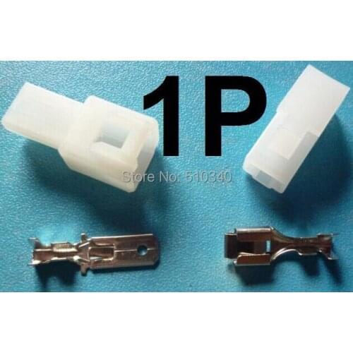 100 set total 400pcs 6.3mm 1 Way/pin Electrical Connector Kits Male Female socket plug for Motorcycle Car Free shipping