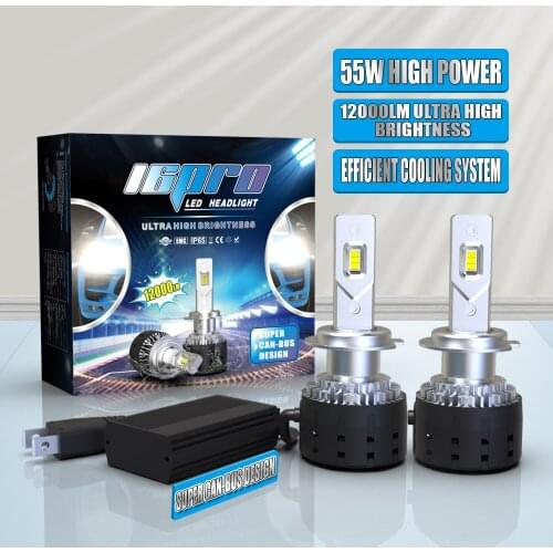 2Pcs Canbus 6500K Cold White CSP-3570 H1 H7 H8 H11 H4 9005 9006 Car Headlight Bulb HB3 HB4 HIR2 12000LM 120W Auto Light Headlamp