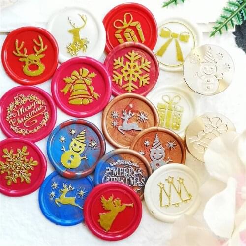 2021 new Merry christmas wax seal stamp jingle bell Snowflake Santa Claus deer sock tree christmas gifts Retro sealing wax Stamp