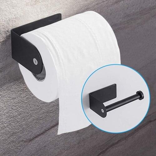 Bathroom Toilet Paper Holder Black Stainless Steel Waterroof Bathroom Accessories Kitchen Toilet Roll Towel Shelf