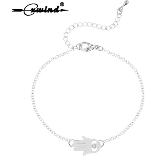 Cxwind Cute Hamsa Hand Bracelet Bangle Fatima Hand Palm Charm Bracelets & bangles for Women Fashion Jewelry Gift