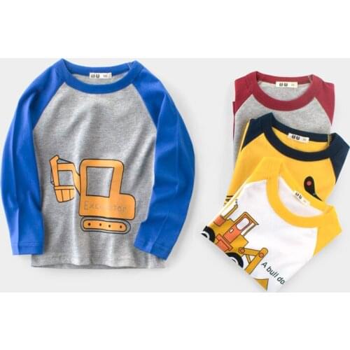 2020 spring Children brand T shirt fashion Long sleeve Cotton sports car dinosaur aircraft Tops & Tees baby boys girl clothes