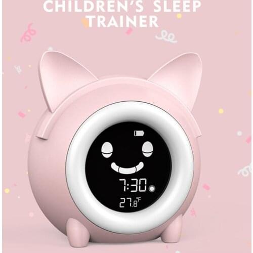 Kids Children Sleeping Training Temperature LED Light LCD Display Alarm Clock Cartoon alarm clock Electronic clock night light