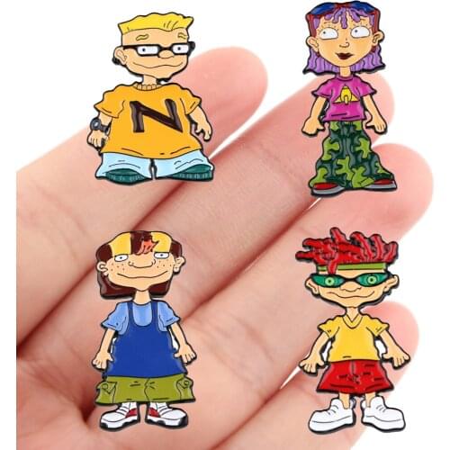 DZ1828 90s Anime Figures Enamel Pins Brooches Woman Men Backpack Bags Badge Fashion Lapel Jewelry Kids Friends Birthday Gifts