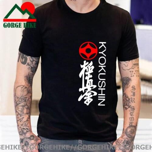 Kyokushin Karate T Shirt Mens Kyokushin Kai Logo T-Shirt Judo Martial Arts Japan Kanji Custom Pure Cotton Tees Cobra Kai Tshirt