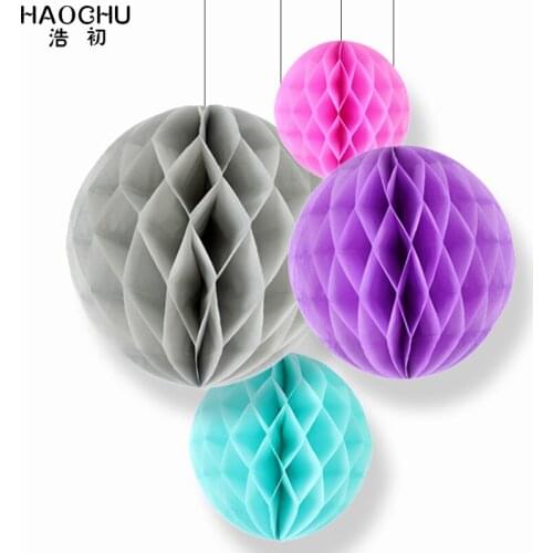 HAOCHU Kids Birthday Party Wedding Decorations 4pcs/lot Hanging Lanterns Round Honeycomb Balls New Year Home Room Hotel Holiday