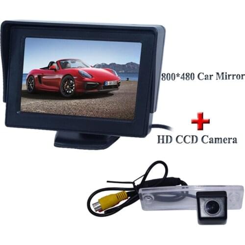 HD 4.3" LCD screen car rear reserve monitor +galss lens material car parking camera 170 wide angle apply for Toyota fourtoner