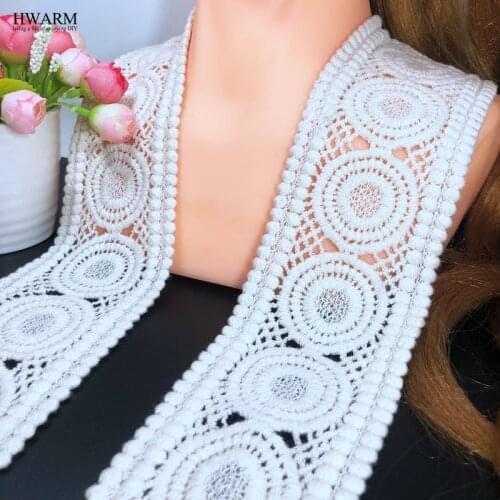 HWARM 5yard High quality cotton hem bar code water soluble Beige african lace fabric 2020 arts craft sewing fabric wedding deco