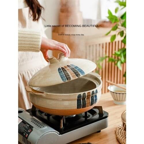 Japanese-Style Ceramic Casserole for Making Soup Stew Pot Gas Stove Special Stew Gas Soup Household Sand-Resistant Dry