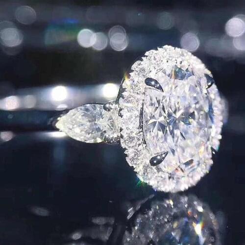 Huitan New Brilliant Cubic Zirconia Engagement Rings for Women Cute Oval Drop CZ Design Luxury Proposal Ring Love Trendy Jewelry