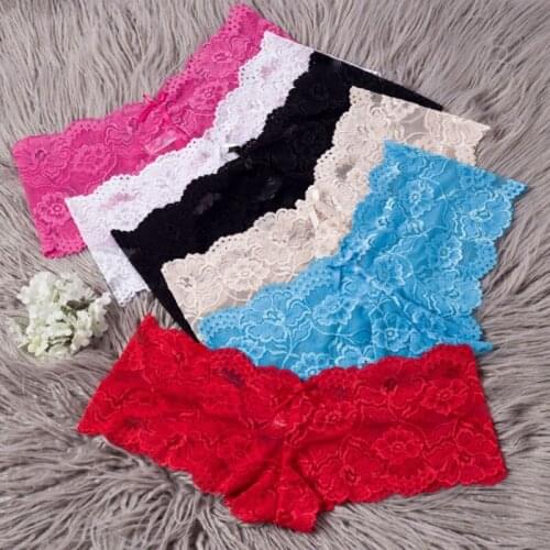 Lace Panties Women Sexy Seamless Briefs Intimate Boyshorts Transparent Hollow Out Ladies Boxers Wholesale Solid Color
