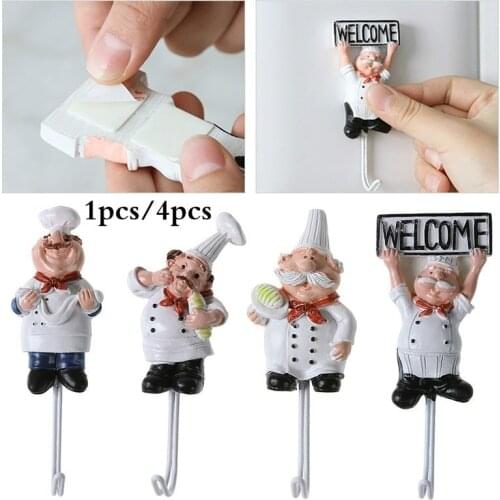 Kitchen Creative Chef Cartoon Storage Rack Hooks Wall Hanger Kitchen Hooks for Utensils