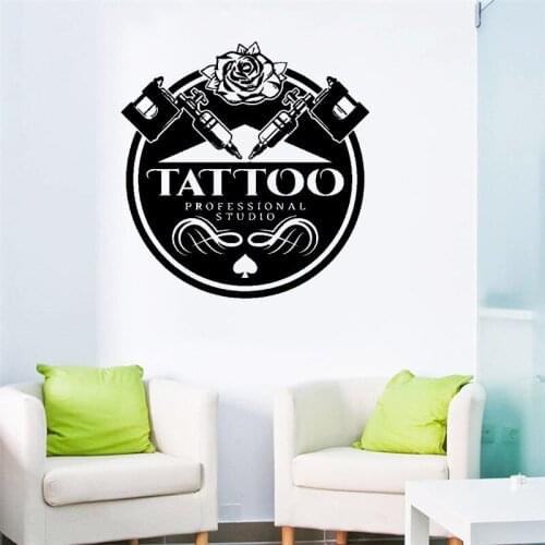 Tattoo Studio Wall Sticker Vinyl Art Design Salon Window Stickers Modern Self Adhesive Poster Mural Removable Decals Decor AJ884