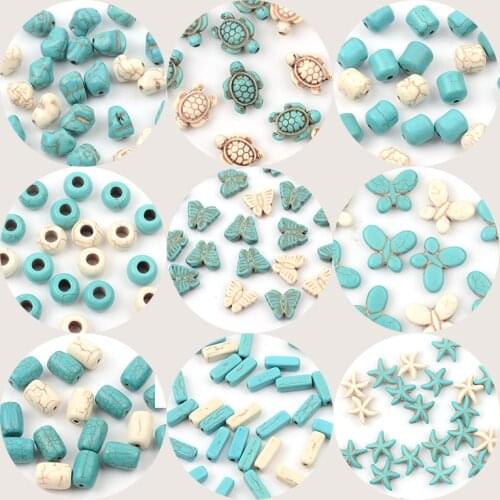 Natural stone,Turtle, Butterfly, Starfish, Rectangle Natural Turquoises Loose Seed Beads For Jewelry Making DIY Accessorie