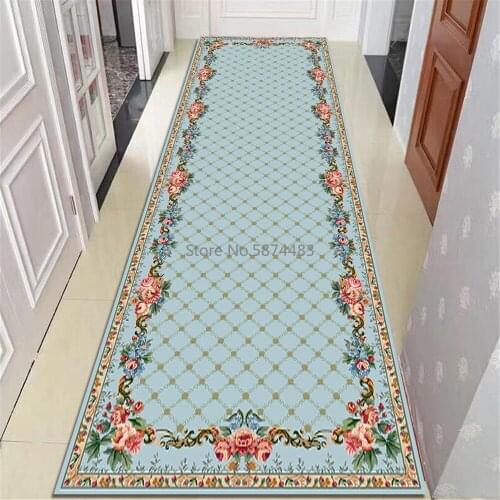 Nordic Style Stair Corridor Mat Flannel Non-slip Kitchen Decor Bedside Rugs Doormat Living Room Area Rug Floral Balcony Carpets