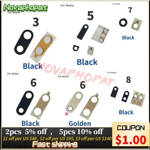 Novaphopat Black Back Big Rear Camera Glass Lens For Nokia 3 5 6 7 8 3.1 Plus 6.1 5.1 5.3 6.2 7.2 X5 X6 8.1 X7 Camera Lens