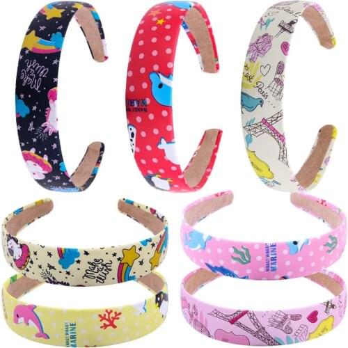 Cute Cartoon 3cm Wide Girls Headband PU Leather Hairbands Women Head Hoop Bezel Non-slip Hair Accessories