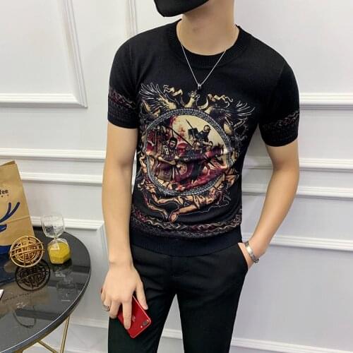 Casual Printing Tshirt Tee Tops Shirt Streetwear Round T-shirt Camisetas Hombre 2020 Short Sleeve Male Knitting