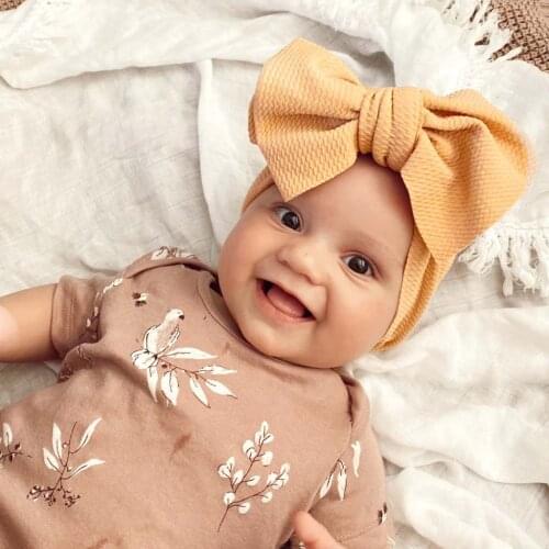 Cute Bows Baby Headband Solid Color Elastic Newborn Baby Girl Headbands Nylon Infant Hair Band Haarband Baby Hair Accessories