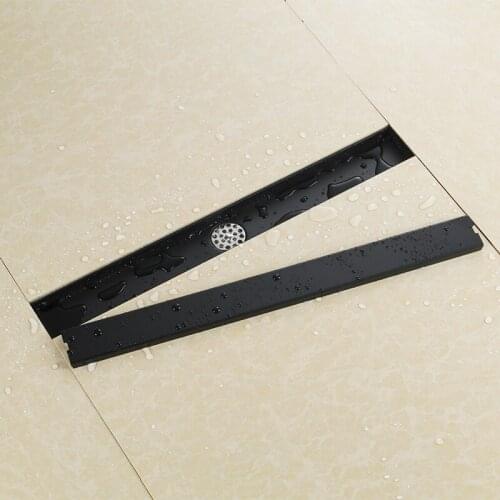 Black 600mm Odorless Invisible Floor Drain bathroom Rectangle Stainless Steel Shower room Floor Drain Linear Floor Drainer