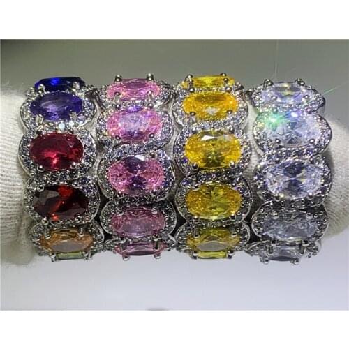 Luxury 925 sterling silver baguette cut zirconia eternity band ring for women wedding christmas gift finger jewelry