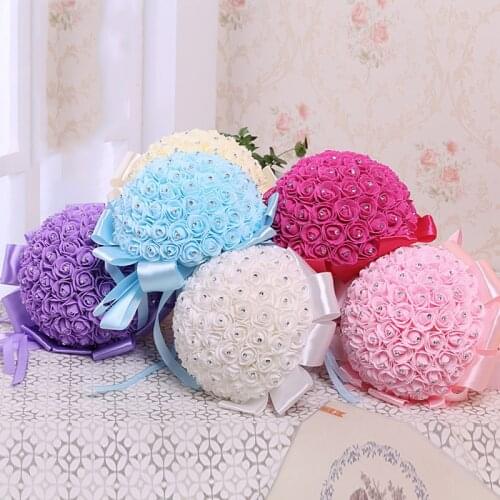 Handmade Bridal Artificial Foam Roses Flower Bride Bouquet Wedding Party Decor