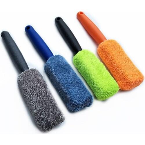 1pcs Long-handle Car Tire Cleaning Brush Microfiber Cloth Wheel Rim Cleaning Brushes Trunk Motorcycle Automobile Detailing Brush