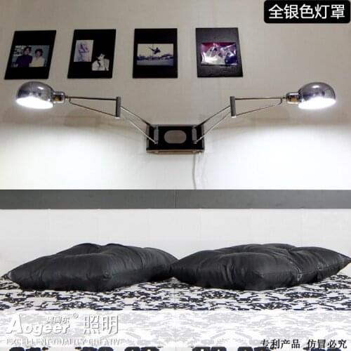 Led wall lamp minimalist bedroom bedside lamp rocker stud wall hanging creative reading lights with dimmer switch zzp FG660