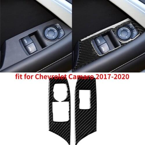 2 PCS Carbon Fiber Texture Car Interior Window Lift Switch Panel Cover Trims Fit For Chevrolet Camaro 2017-2020 Car Accessories