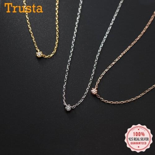 TrustDavis Real 925 Sterling Silver Fashion Moon Star Dazzling CZ Choker Necklace For Women Wedding Birthday Fine Jewelry DB108