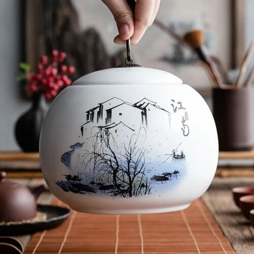 High Capacity Moisture-Proof Tea Storage Can Ceramic Airtight Tank Nut Candy Box Cookies Storage Packaging Containers Coffee Jar