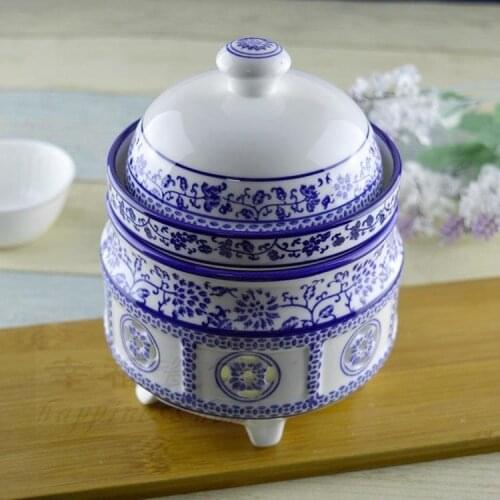 Guci Hotel Club High-grade blue white porcelain underglaze ceramic candle stew pot heating furnace birds nest stew bowl