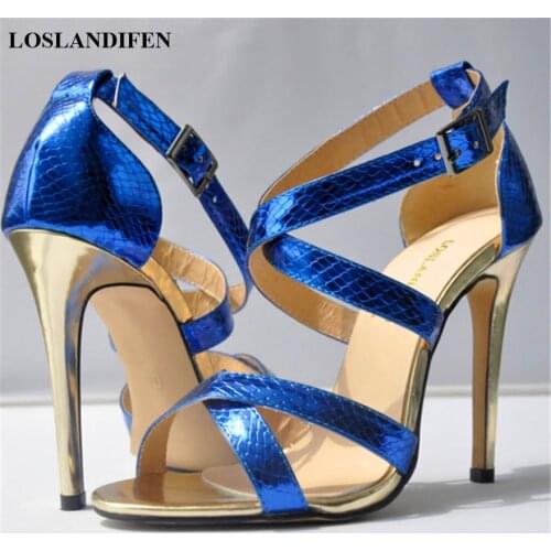 2021 New Metal Heel Classics Crocodile Pattern Women Sandals PU Open Toe Fashion Buckle High Heels Shoes Womens Dress Sandals