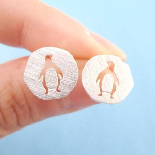 Cutout Penguin Earrings For Women Animal Jewelry Stud Earrings