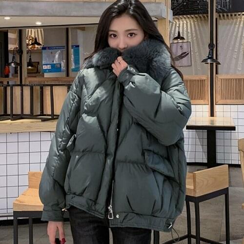 2020 Winter New Womens White Duck Down Jacket Woman Short Puffer Coat thick warm Women Real Fox Fur Collar Down Jackets