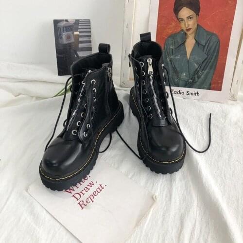 Winter Women Ankle Boots Black Leather 2021 Fashion Autumn Warm Fur Motorcycle Non-slip Waterproof Female Platform Boots Shoes