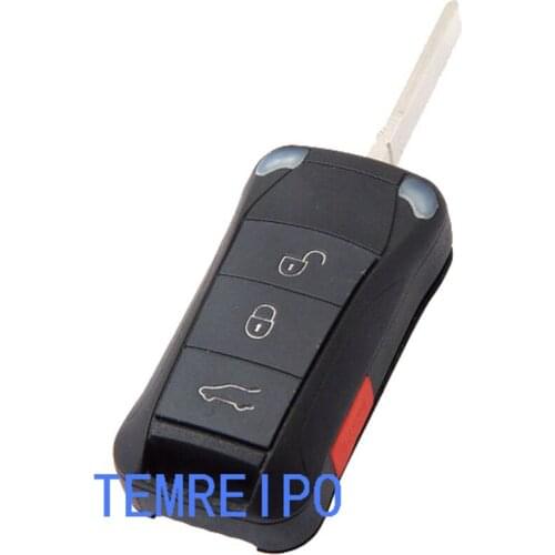 10pcs/lot Replacement Shell Remote Flip Folding Car Key Case Fob 3+1 Buttons For Porsche Cayenne Uncut Key Blade