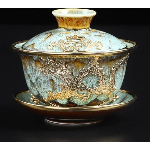 150ml Tea Tureen Vintage Ceramic Gaiwan Handmade Tea Bowl Chinese Kung Fu Teaware Container Puer Bowl Drinkware As Birthday Gift