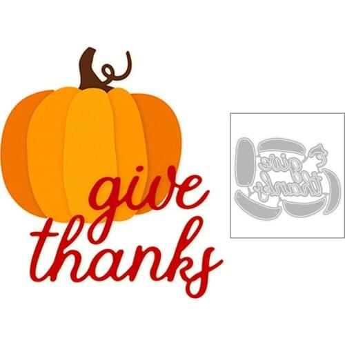 2020 New English Word Thanks and Pumpkin Embossing Metal Cutting Dies For DIY Scrapbooking Greeting Card Paper Making no stamps