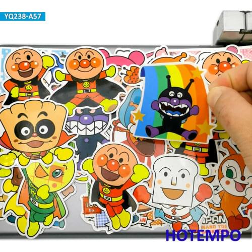 57pcs Kawaii Anime Anpanman Dokin-chan Baikinman Stickers for DIY Mobile Phone Laptop Luggage Suitcase Skateboard Decal Stickers