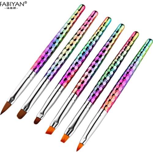 3/6/8 Piece Nail Brush Tip Acrylic UV Gel Polish Manicure Tool Powder Clean Round Plane Crystal Painter