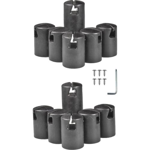 6pcs Durable ABS Trampoline Enclosure Pole Caps Solid 32mm/1.2 inch Poles Bounce Bed Rods Flat Steel Sheet Top Ring Repair Parts