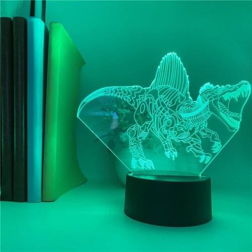 USB 3D Acrylic Night Light LED Kids Room Spinosaur Atmosphere Lamp Dinosour Nightlight Home Party Decoration Child Birthday Gift