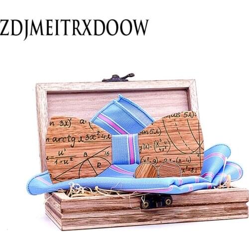 Wooden Geometric equation Bow Tie set and Handkerchief Bowtie Cravate Homme Noeud Papillon Corbatas Hombre Pajarita for men