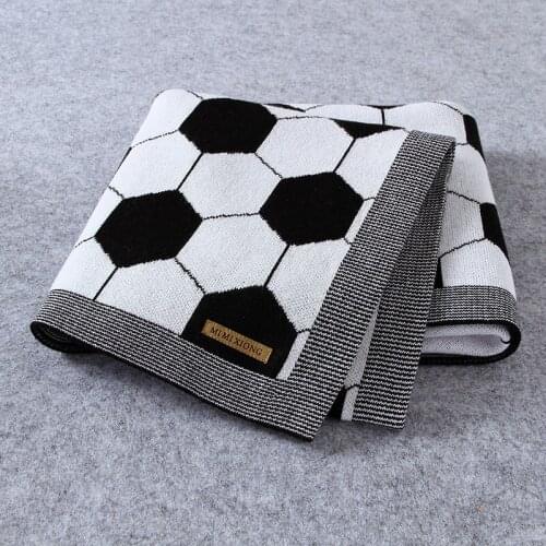 2 layers reversible super soft Cotton knitted football Baby Blanket kids back seat cover sofa throw blanket baby stroller cover