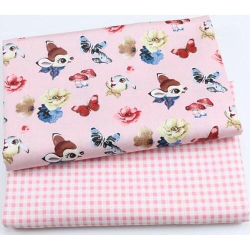 50*160 cm Cartoon Rabbit Deer Printed Cotton Fabric,DIY Handmade Materials For Baby Kids home textile Quilting Bedding Making